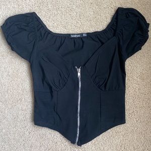 Boohoo zippered crop top